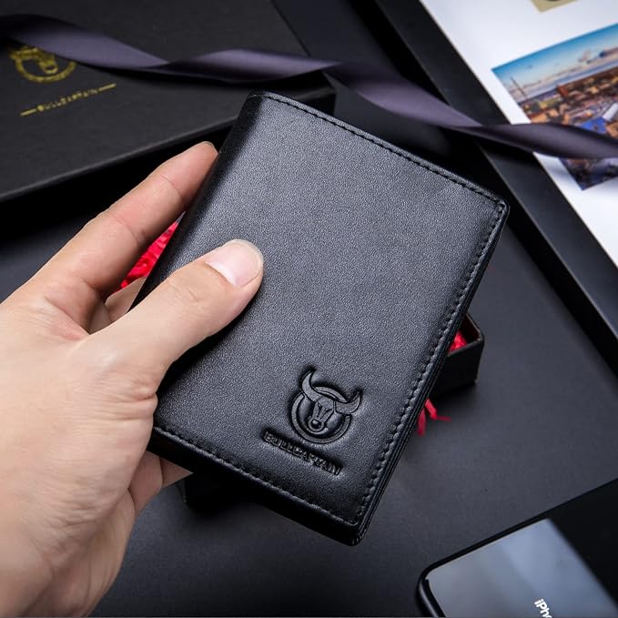 BULLCAPTAIN Large Capacity Genuine Leather Wallet for Men QB-027 | Bifold Wallet,RFID Blocking,Credit Card Holder,15 Card Slots,Special Expandable Design,gift choice