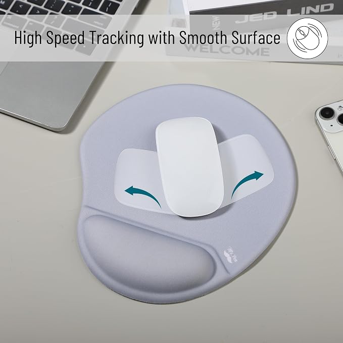 Mr. Pen- Ergonomic Mouse Pad with Wrist Rest | Light Gray Breathable Fabric with Memory Foam Cushion, Non-Slip Rubber Base, Gel Mouse Pad with Wrist Support