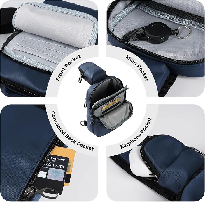 Sling Bag, Crossbody Bag with Zipper Lock, RFID Blocking & Water Resistant for Men and Women