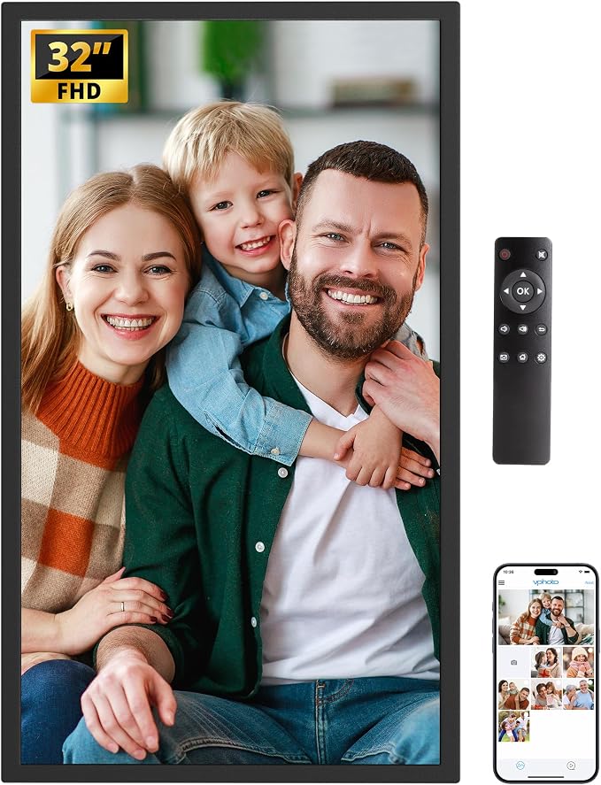 Dragon Touch Large Digital Picture Frame 32 inch Screen WiFi Digital Photo Frame Display, 64GB Storage, Auto-Rotate, Share Photos via App, Email, Cloud, Classic32（Not Touchscreen）
