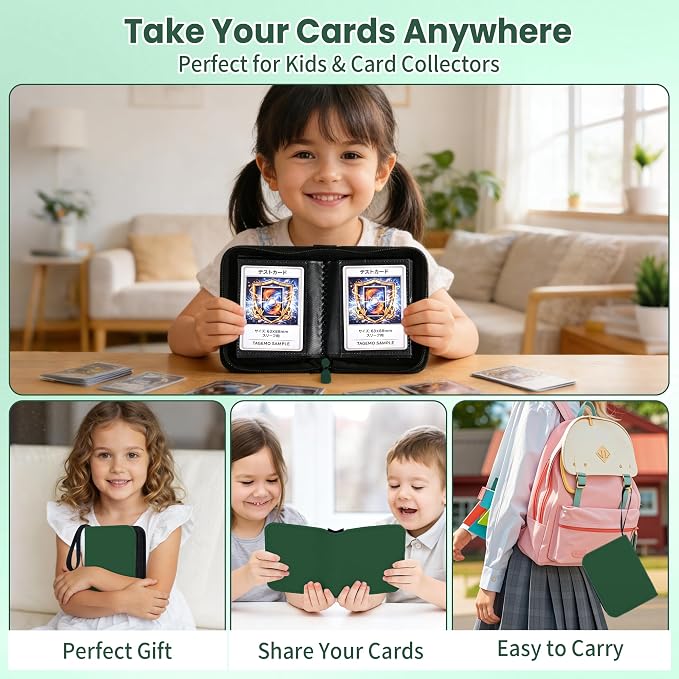 Mini Trading Card Binder Album, 1 Pocket Card Binder with 20 Double-Sided Pages 40 Pockets, Side Loading Small Card Binder for Trading Cards, Single Card Holder Book for Collectors and Kids