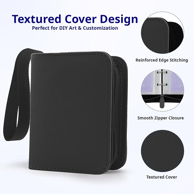 1 Pocket Card Binder with Zipper, 100 Pockets Mini Trading Card Album, Premium PU Leather Single Card Binder, Small Display Folder for TCG & Sports Cards