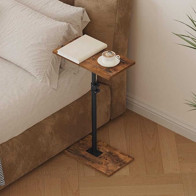 MAHANCRIS Narrow Side Table, Height Adjustable Sofa Table, Tall Couch Table | Small End Table for Small Spaces, Sturdy Wooded Nightstand, Easy Assembly, Multi-Functional, Living Room, Bedroom, Corner