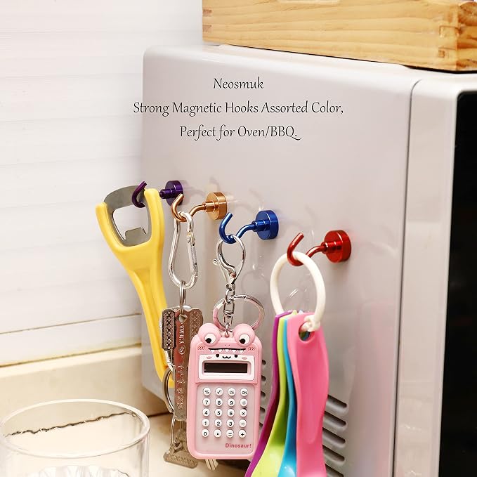 Neosmuk Magnetic Hooks, Heavy Duty 30lb+ Strong Magnet Hook for Cruise Cabins, Cruise Essentials 2026 for Hanging, Metal Wall Refrigerator Hangers (Purple, 10 Pack)