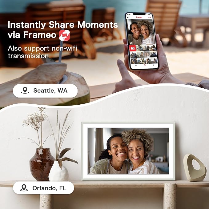 Frameo 15.6" Digital Picture Frame WiFi, Large Digital Photo Frame, 1920*1080 IPS FHD Touchscreen, 32GB Storage, Instant Share Photo Video, Wall-Mountable & Tabletop Display, Gift for Mom