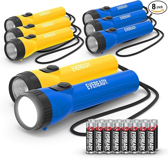 Eveready LED Flashlight (8-Pack) Bright Reliable Flashlights for General Purpose, Great for Camping, Car, Emergency Storm Power Outage Handheld Flashlight (Batteries Included)