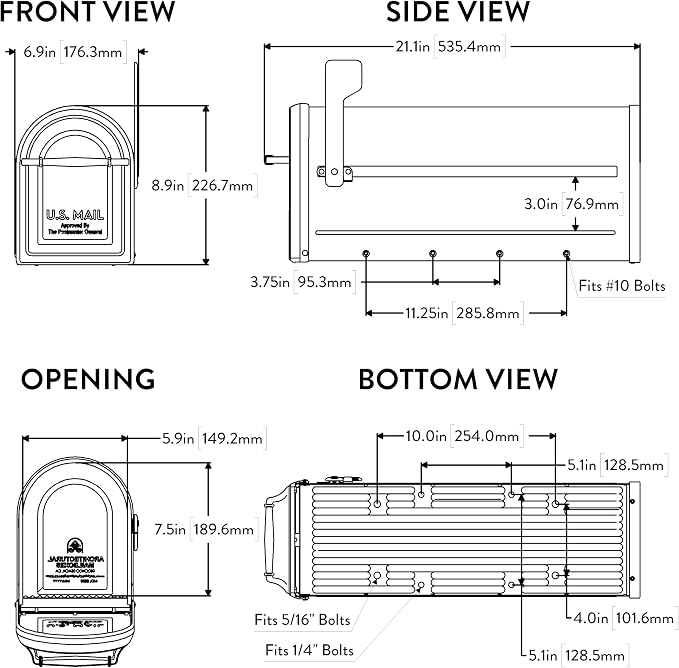 Architectural Mailboxes Chadwick Post Mount Mailbox, Blue, Medium | Galvanized steel build for outside with weather-resistant build and rust-resistant powder-coat finish. USPS approved.