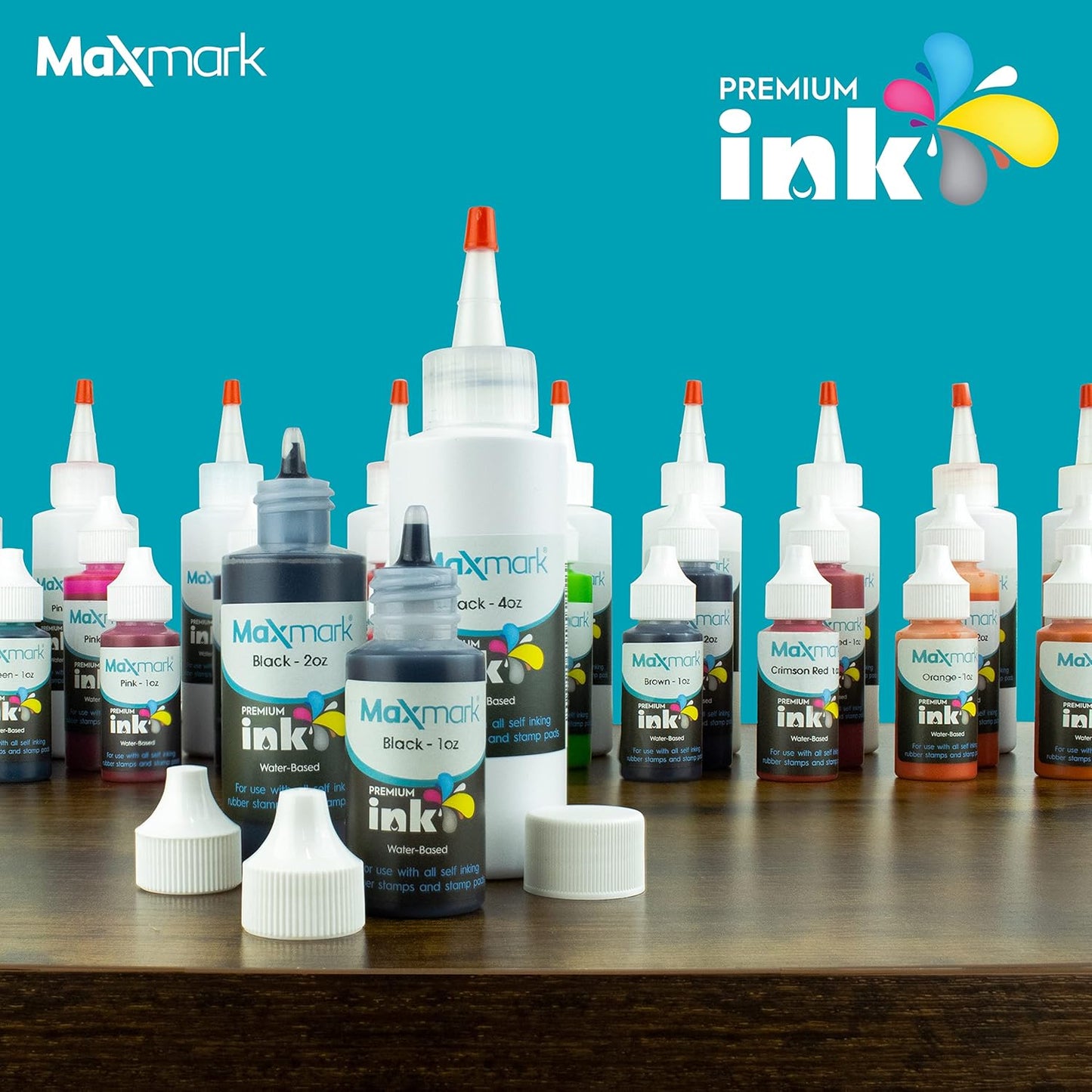 MaxMark Premium Refill Ink for self Inking Stamps and Stamp Pads, Olive Green Color - 2 oz.