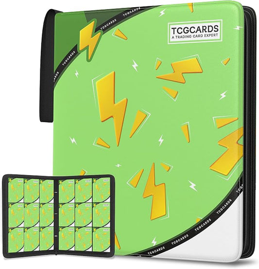 Trading Card Binder 9 Pocket,Card Binder 900 Pockets,Card Book Holder Cards with 50 Removable Sleeves,3-Ring Zip Design MTG/TCG/Sport Collectible Trading Card Albums Gifts for Boys and Girls (Green)