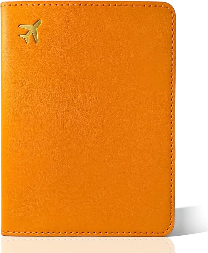 Passport Holder for Travel Essentials,RFID Blocking Passport Cover Case for Travel Accessories,Travel Wallet for Women Men (Orange)