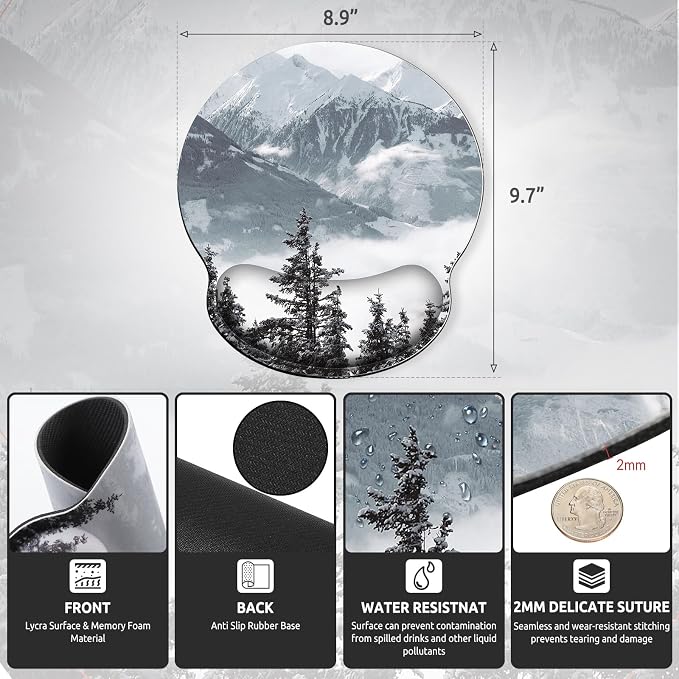 KONVINIT Ergonomic Mouse Pad with Wrist Rest, Small Mousepad with Non-Slip Rubber Base and Smooth Surface, Grey Mouse Pads for Desk, Office Desk Accessories