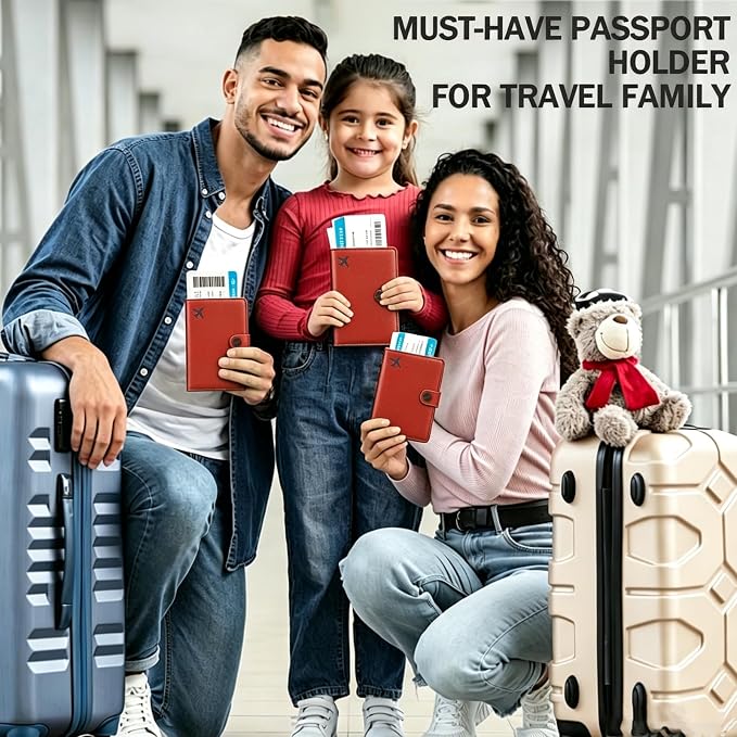 Passport Holder RFID Blocking Travel Wallet, Scarlet Red | Passport Cover with Multiple Card Slots, Water-Resistant & Easy-Carry, Must-Have Travel Accessory for Men & Women.