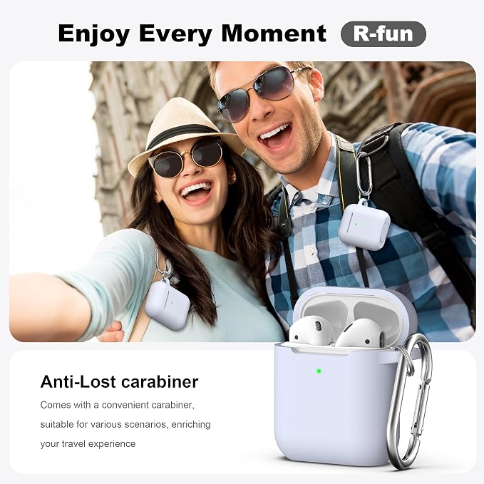 for AirPods 1/2 Case, Soft Silicone Protective Cover with Keychain and Cleaning Pen, Compatible with AirPods 2nd/1st Generation (2016/2019), Full Drop Protection Cover, Pebble