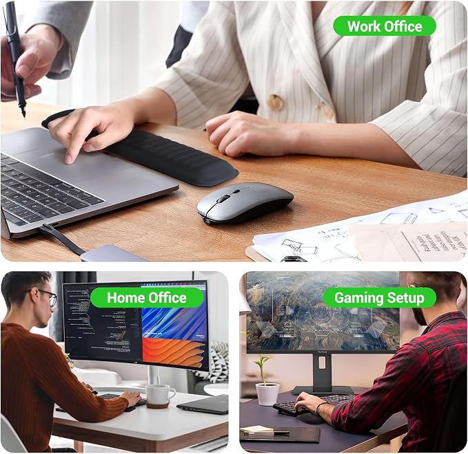 MEKASS Ergonomic Wrist Rest for Keyboard and Mouse, Soft Memory Foam Keyboard Wrist Rest Set with Non-Slip Silicone Base, Easy Typing, Pain Relief, Comfort for Office, Work, Gaming (Blue)