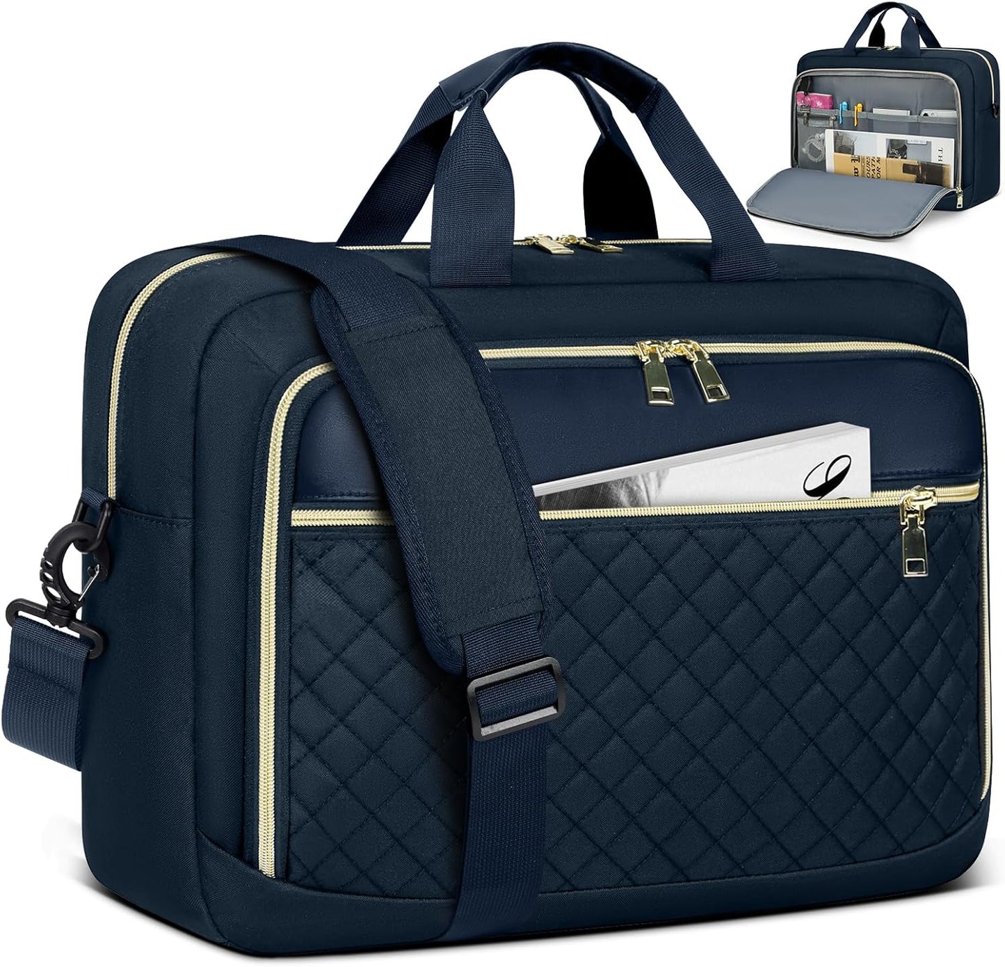 NEWHEY Laptop Bag 17.3 Inch Laptop Briefcase for Women Men Waterproof Shoulder Messenger Bag Large Computer Bag for Business Office Work College, Dark Blue