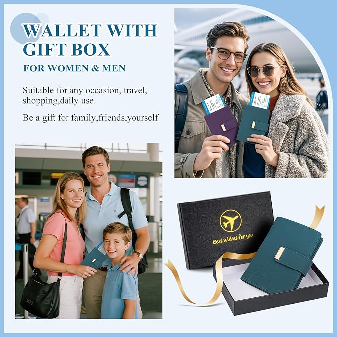 BKNOOU Slim Passport Holder RFID Blocking for Man & Women, Small Passport Holder with Airtag for Travel Compact Leather Passport Wallet Airtag, Zipper Coin Pocket Passport Cover Holder Card, Cash