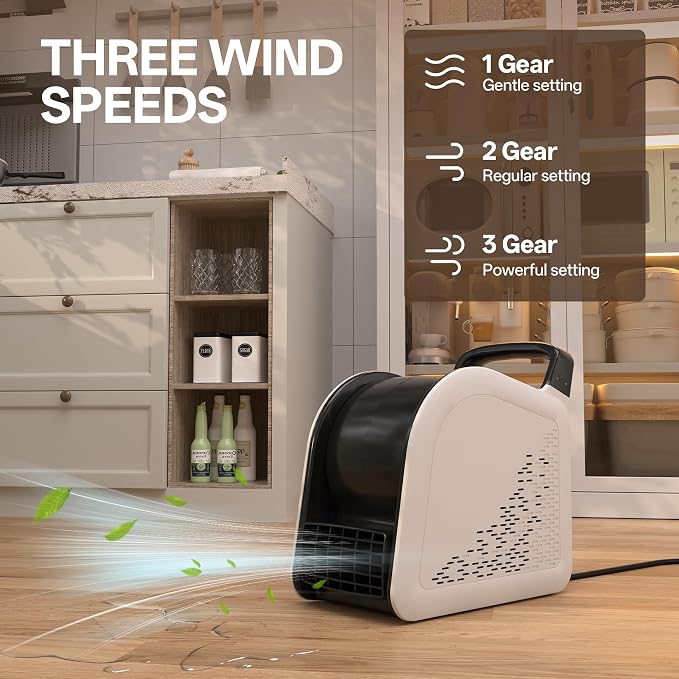 High Velocity Blower Floor Fan,355 CFM Air Mover Fan for Job Site and Home, Floor Drying Fan for Cooling and Ventilating, White