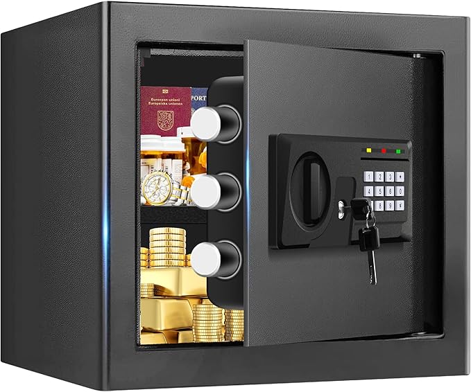 1.8 Cuft Fire proof Safes for HOME USE, Anti-Theft Digital Security Safety Box with Programmable Keypad and Spare Keys, Home Safes Fireproof Waterproof for Money Medicine Document Valuables