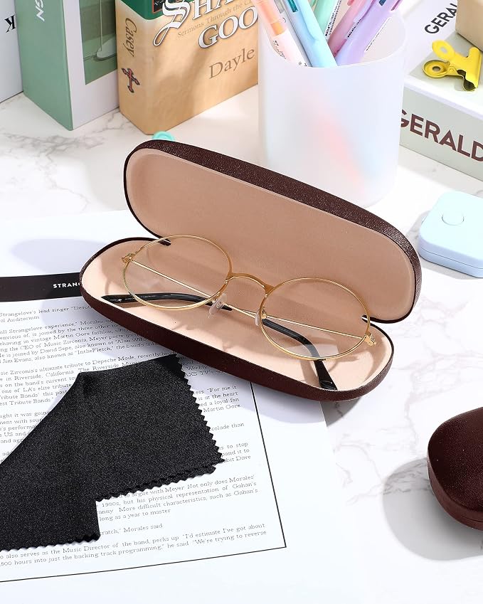 Frienda 3 Pieces Hard Shell Glasses Case Eyeglass Case Protective Sunglass Holder with Cleaning Cloth for Men Women Unisex
