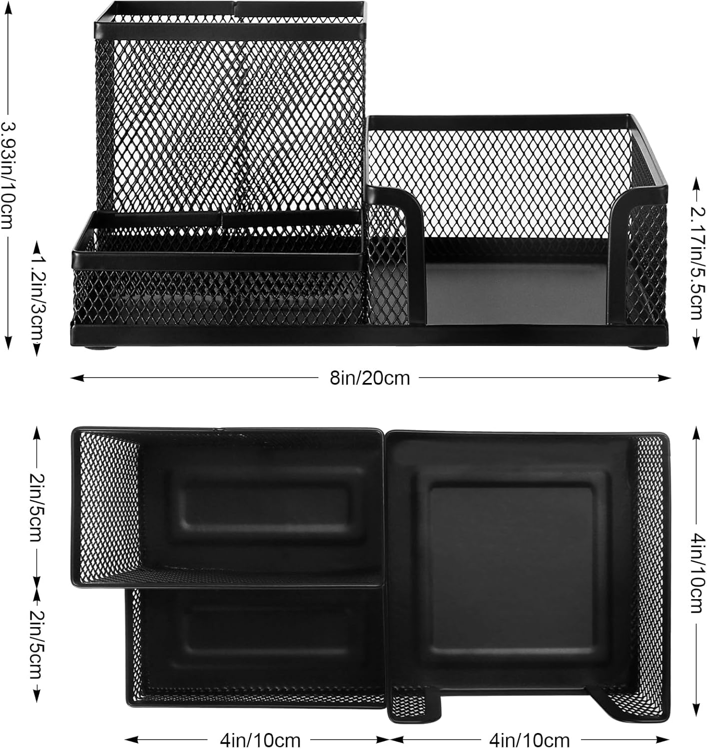Comix Mesh Pen Pencil Holder Desk Organizer, 3 Compartment Wire Desktop Pen Pencil Cup Caddy Office Supplies Desk Accessories for Home Office School, Black