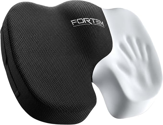 FORTEM Seat Cushion, Office Chair Cushion, Memory Foam Car Seat Cushions, Sciatica Coccyx Tailbone Pain Relief, Chair Cushions for Back Support, Sitting Pad for Gaming, Washable Cover, Non Slip