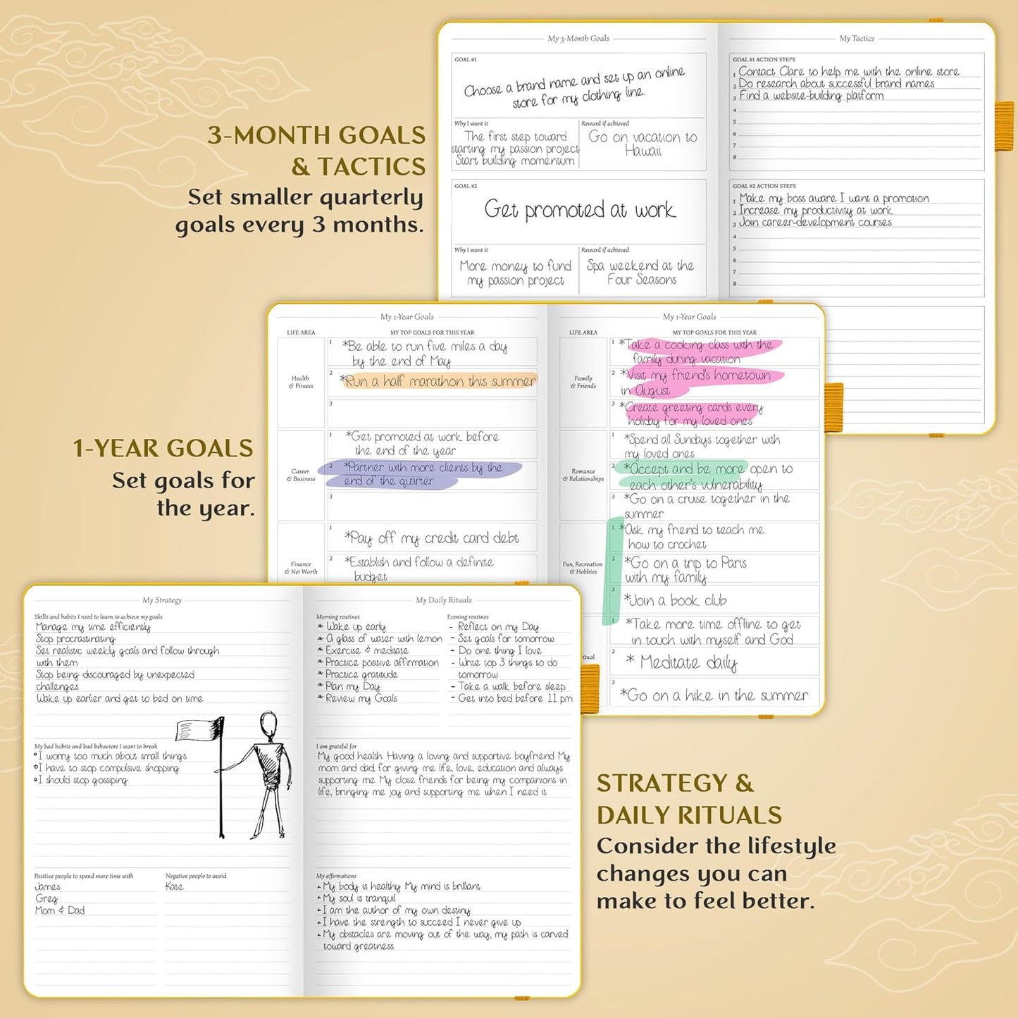 Legend Planner – Weekly & Monthly Life Planner to Hit Your Goals & Live Happier. Organizer Notebook & Productivity Journal. A5 (Yellow)