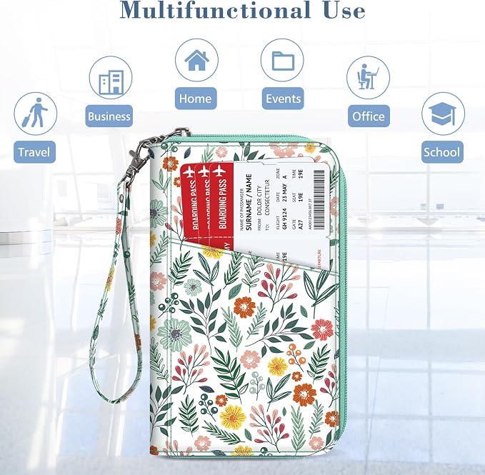FINTIE Family Passport Holder Wallet Travel Document Organizer Clutch Bag | RFID Blocking Credit Cards Case Cover for Women Men