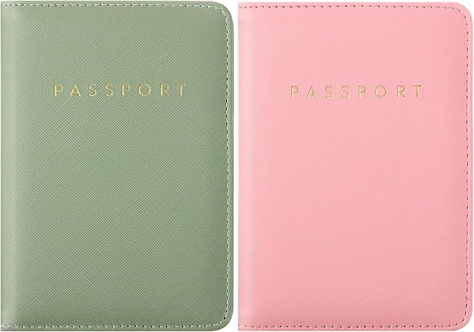 2 Pcs Passport Cover Holder for Travel Waterproof Leather Passport Wallet Case Book Travel Cruise Essentials for Women Men | 2 Pieces