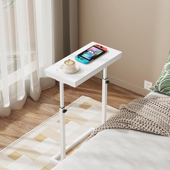 TUTOTAK End Table, Side Table, Tall Couch Table, Sofa Table, Set of 2 | for living Room, Bedroom, White TB01BW0832
