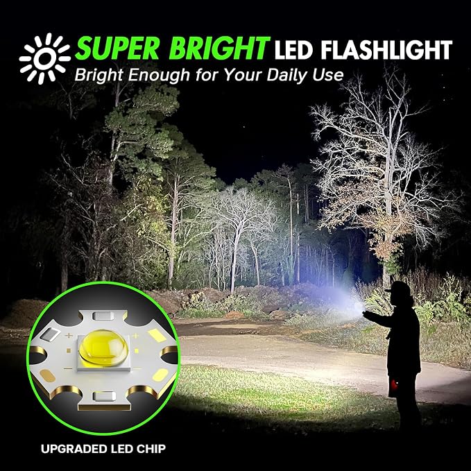 WdtPro LED Flashlight High Lumens SR2000 Pro, 4 Pack Brighter Tactical Flashlights with 5 Modes & Zoomable, Powerful Mini Flash Light for Emergency, Camping, Hiking (Colorful)