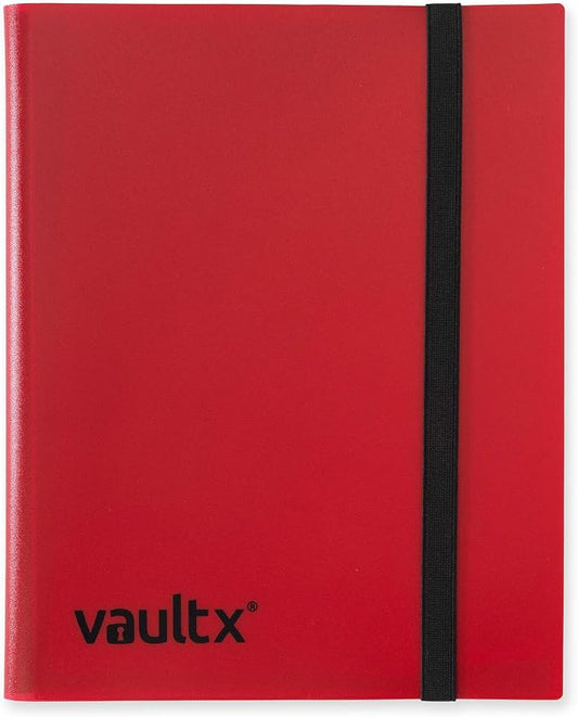 Vault X 9 Pocket Standard Strap Binder, Holds 360 Trading Cards in 20 Side-Loading Pages (Red)