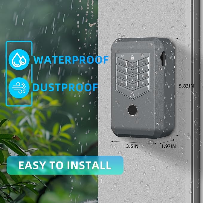 Smart Lock Box, Fingerprint Key Lock Box with Tuya APP Control, IP66 Waterproof Bluetooth Electronic Lock Box, 5-Way Unlock Wall Mounted Key Safe for Home Office Realtor