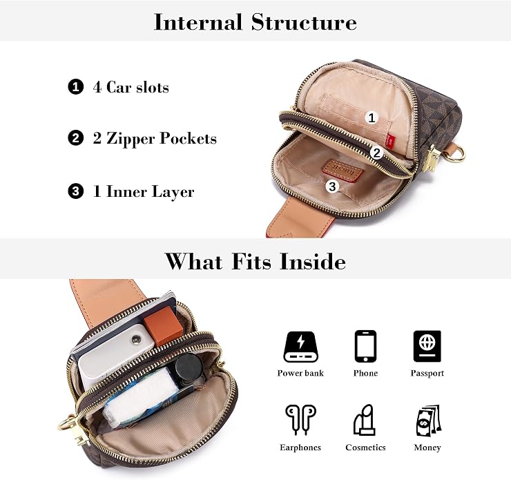 Lightweight Small Crossbody Sling Bag for Women | Mini Travel Purse,Multi-pocket with Card Slots,Durable Vegan Leather,Everyday Carry