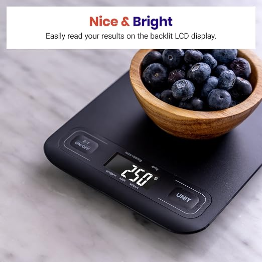 Etekcity Food Kitchen Scale, Digital Grams and Ounces, Medium | Tare function, ideal for baking, weight loss, keto, meal prep, packages, liquids and jewelry, Black