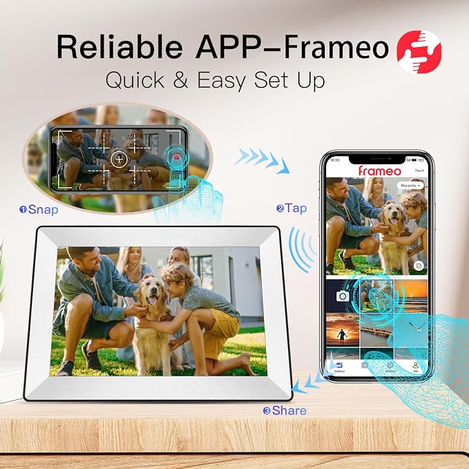 Frameo 10.1inch Digital Picture Frame WiFi Smart Digital Photo Frame 1280 * 800 IPS HD Touch Screen,16GB Memory Auto-Rotate,Share Photos/Videos Instantly via Frameo App from Anywhere