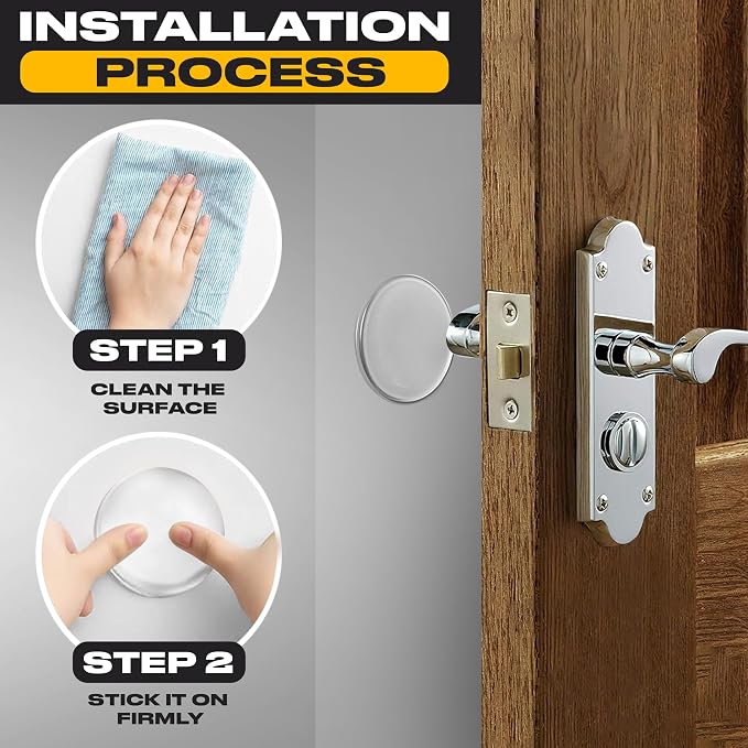 Clear Door Stoppers X-Large 5" (3 Pack) - Door Stoppers for Wall with Strong Back Adhesive - Quiet and Shock Absorbent Silicone Wall Protectors from Door Knobs - Protects Every Surface