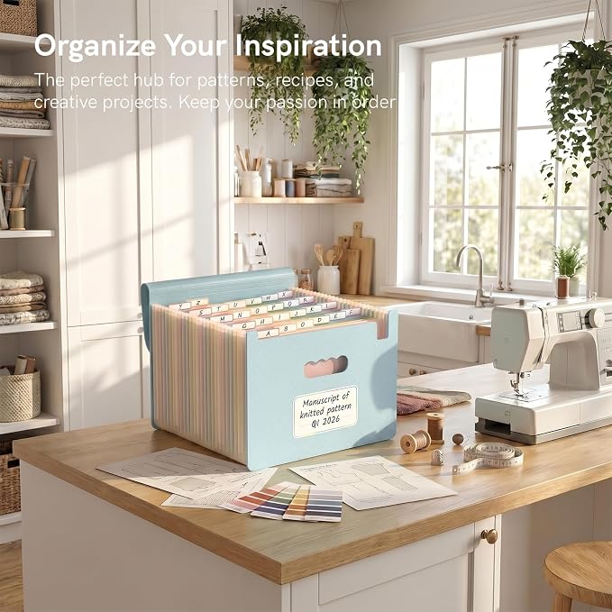 ABC life 26 Pockets Accordion File Organizer, Dusty Blue | Expanding File Folder for Letter/A4 Size, Portable Document Holder with A-Z Tabs for Tax Receipt, School, Home, Office