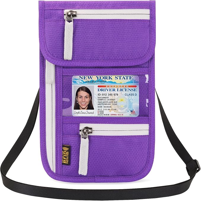 Neck Wallet Lightweight RFID Blocking Waterproof Travel Pouch Passport Wallets for Women Men
