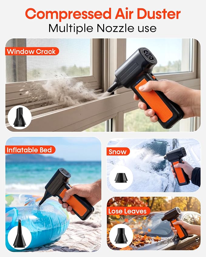 250000RPM Electric Air Duster for Keyboard: One Blow Clears Dust and Crumbs Between Keyboard Keys - No More Sticky Keys for PC Gamers - Fast Charging Rechargeable Mini Blower