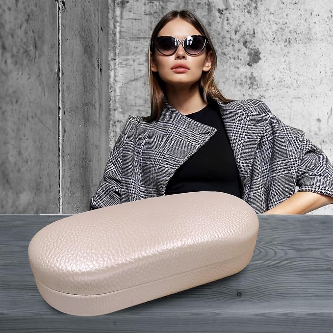 MyEyeglassCase - Large Sunglasses Case - Hard Glasses Case Holder w/Pouch & Cloth - Eyeglass Case Aviator Frames Men & Women