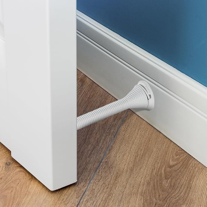 Ravinte Door Stoppers, 24 Pack White Spring Door Stops with Rubber Bumper, Door Stoppers for Bottom of Door