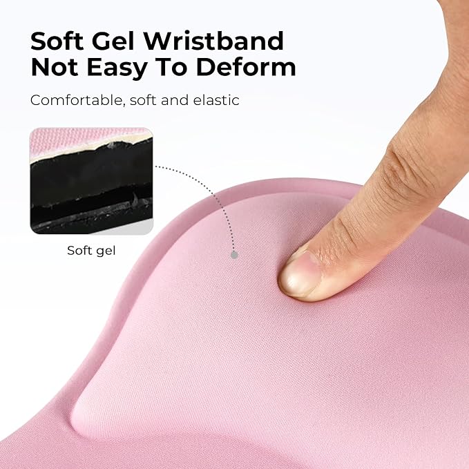 EooCoo Mouse Pad with Gel Wrist Rest, Ergonomic Mousepad Wrist Alignment | Middle Concave Design for Natural Wrist Alignment, Non-Slip Base Mousepad, Carpal Tunnel Relief, Office Desk Accessories