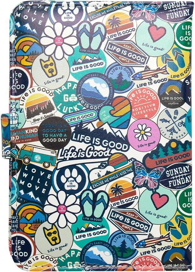 Life is Good Travel Passport Cover - Anti-Theft Passport Holder Wallet with Interior Card Slots, Magnetic Snap Closure, Newsprint | Slim Design, Card Slots, Snap Closure, Fits Neatly in a Purse or Backpack, Keeps Documents and Boarding Pass Organized