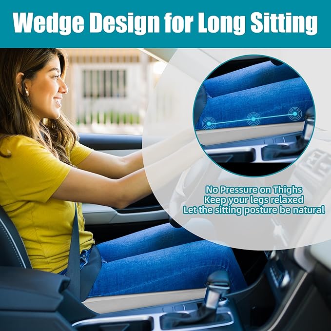 HOMBYS Wedge Recliner Seat Cushion for Long Sitting Chair, Cushion for Elderly Esay to Get Up,5" Thick 20"x20" Large Pressure Relief Seat Cushion for Recliner, Office, Car, Velvet & Foam,Light Grey