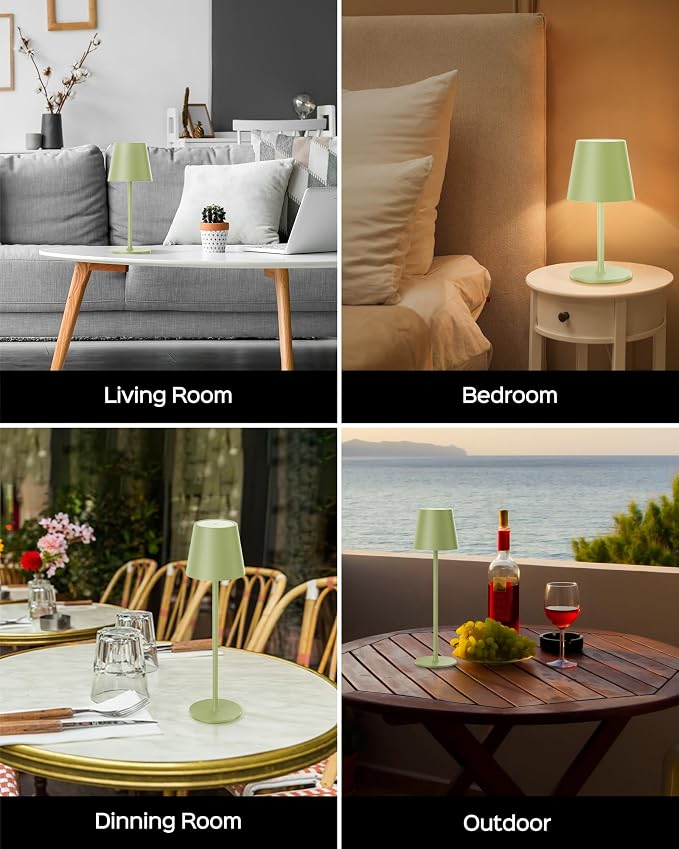 JACKYLED Cordless Table Lamps Rechargeable, 3 Adjustable Height, 5000 Capactiy Operated, 3 Colors Smooth Dimming, Portable LED W