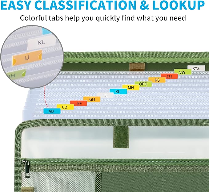 Important Document Organizer with Lock, Fireproof Accordion File Organizer | 13 Pockets Expanding File Folder with Handle & Labels, Portable Travel Business Binder Papers Organizer for Letter A4 Files