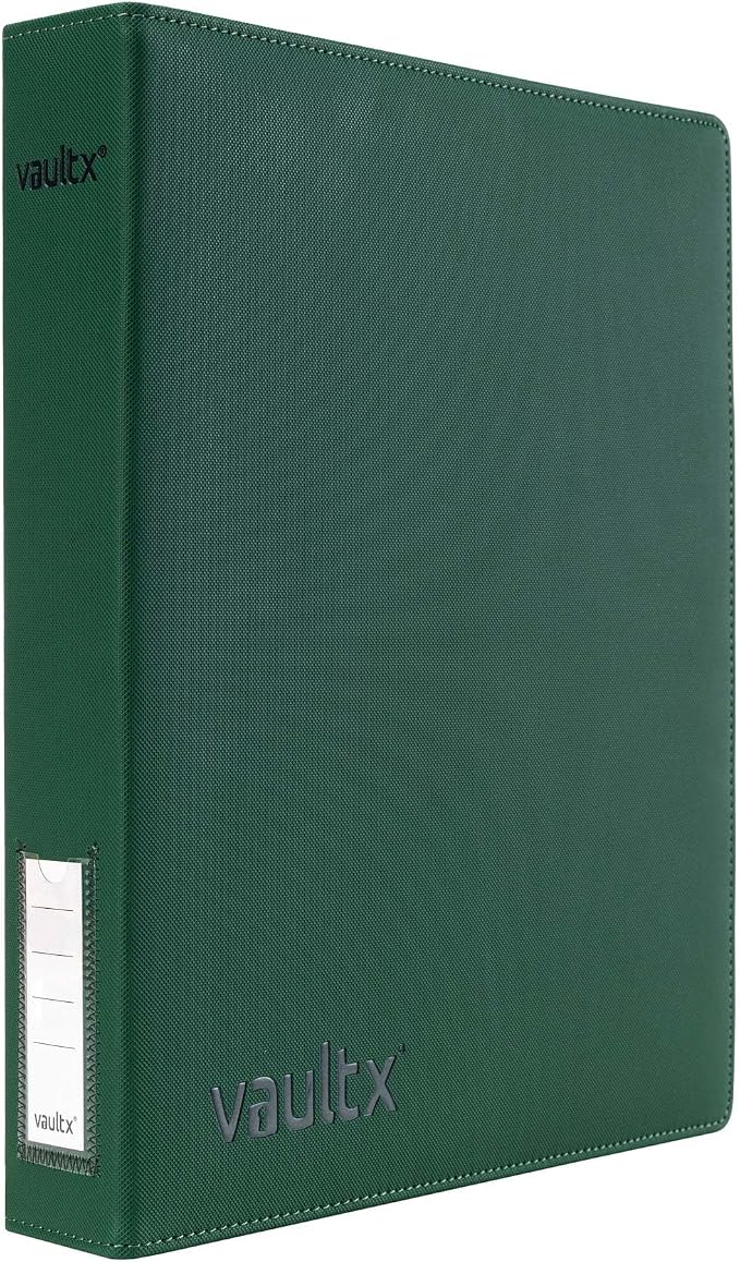 Vault X Slim Ring Binder, 540 Cards, fits 9 Pocket Pages, Exo-Tec Material, 3 D-Ring Folder, for Trading Cards (Green)