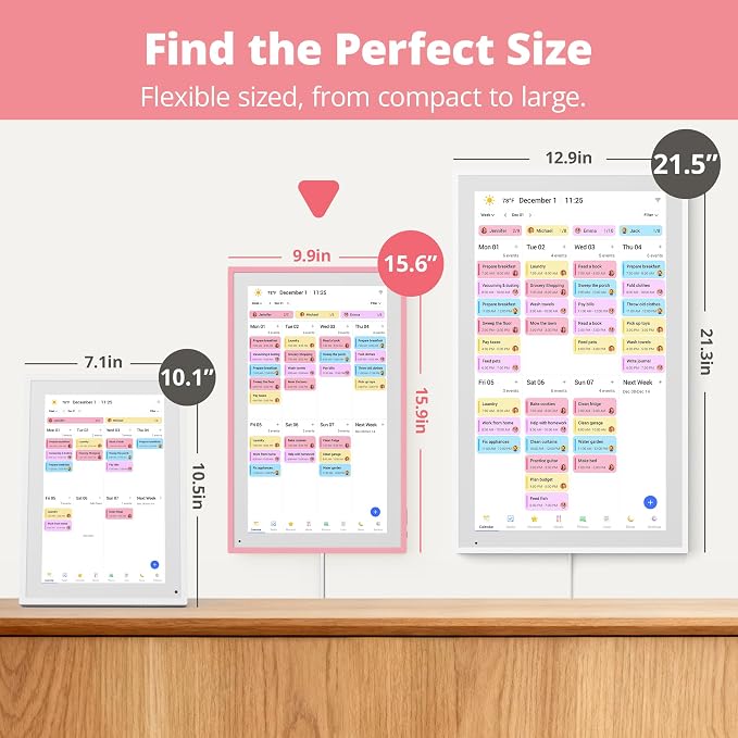 Dragon Touch 15.6 inch Digital Calendar & Chore Chart - Interactive Touchscreen Smart Family Planner,Digital Picture Frame for Mom, Women, Christmas & Weddings Pink