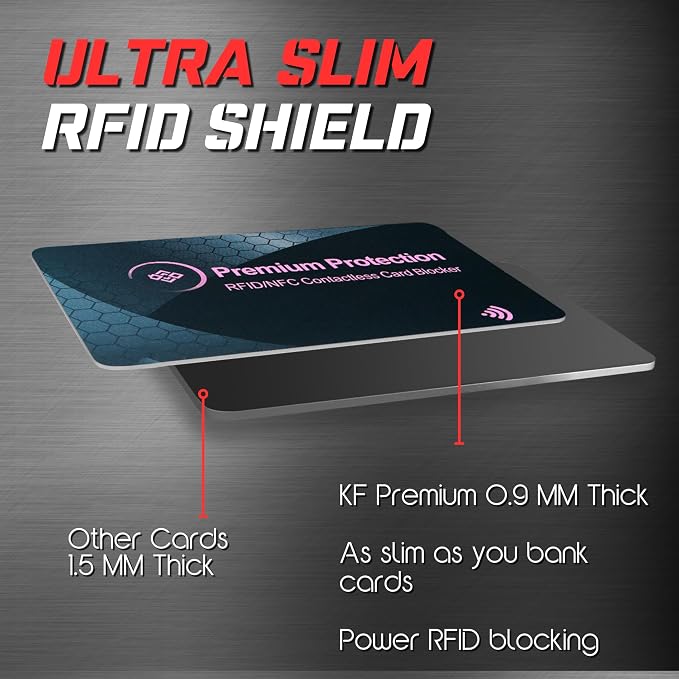 RFID Blocking Card (2 Pack) - 0.9mm Ultra Thin Credit & Debit Card Protector - One Card Shields Your Whole Wallet - Anti Fraud Contactless NFC Wallet Defender for Travel & Passport (Pink)