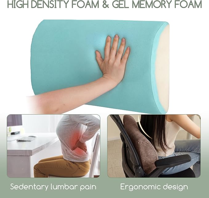 Lumbar Support Pillow for Recliner Chair/Accent Chair/Couch, Extra Large Memory Foam Back Support Cushion for Elderly, Recliner Cushions for Back Rest, Pain Relief, Reading, Washable Cover, Brown